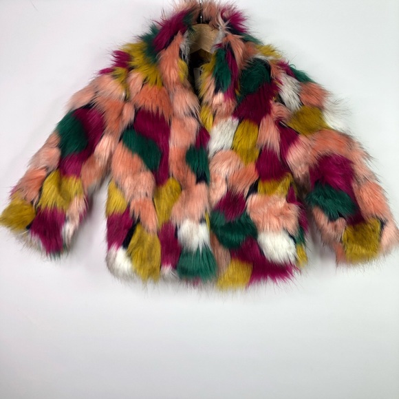 Milly Minis Multicolored Faux Fur Coat 